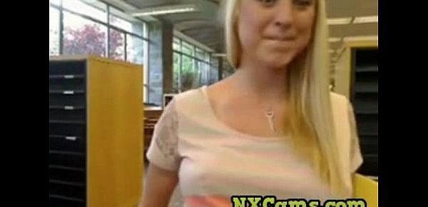  Very Cute Blonde Masturbation Webcam In Library